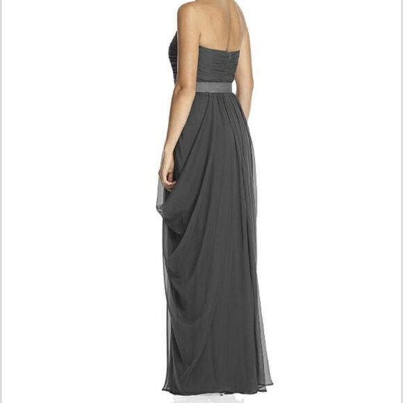 LELA ROSE grey strapless full length crinkle dress - Picture 4 of 8
